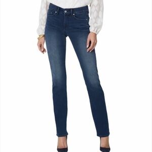 NYDJ Straight Leg Marilyn Dark Rinse Embellished Pocket Jeans